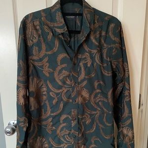 Scotch & Soda Bronzed Embroidered Emerald Green button up